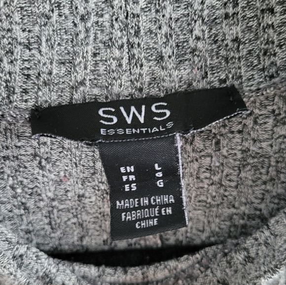 SWS Essentials mock neck shirt, long sleeve, gray - large - Picture 4 of 5